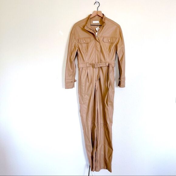 Jonathan Simkhai Katerina Vegan Leather Belted  Jumpsuit in camel size US4 - Picture 7 of 11